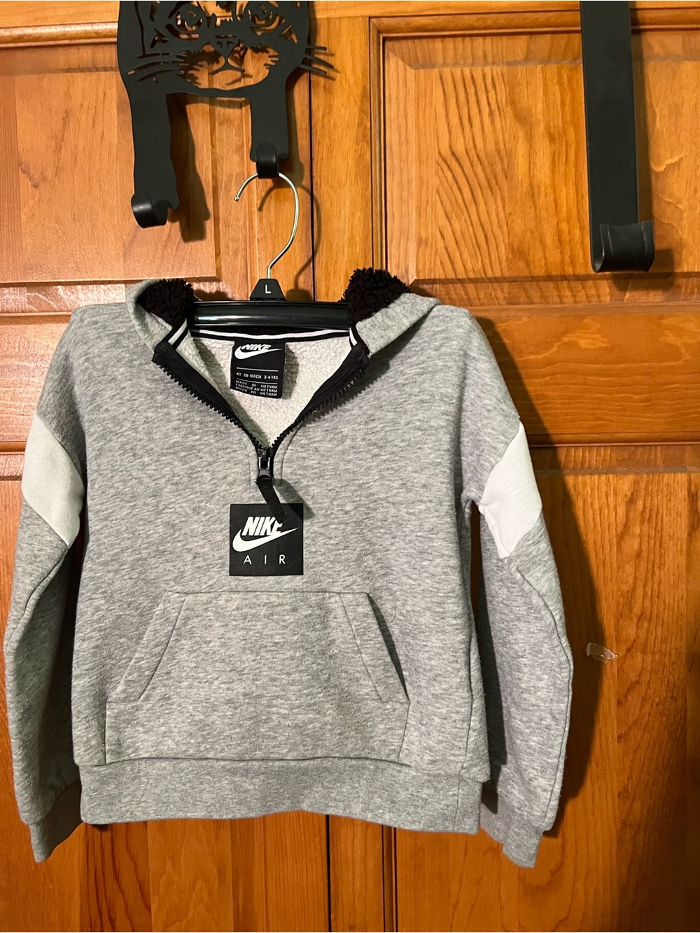 Nike Grey & White Kids Half-Zip Sherpa-Lined Hoodie